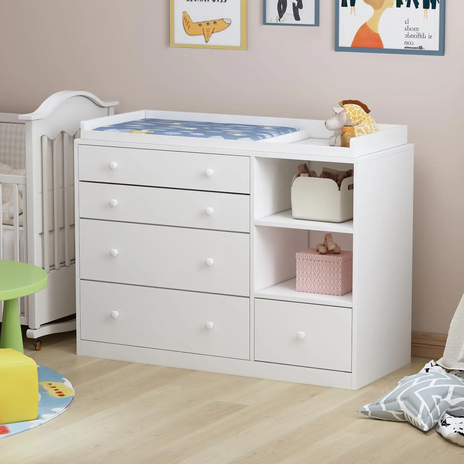Baby Nursery Dresser - Nursery Baby Dresser, White Bedroom Dresser