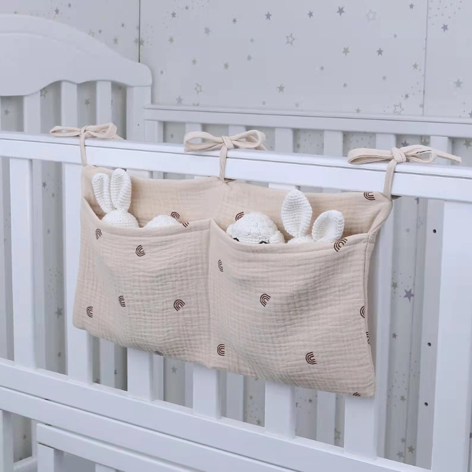 Baby Nursery Organizer - Portable Baby Crib Storage Bag Nappy