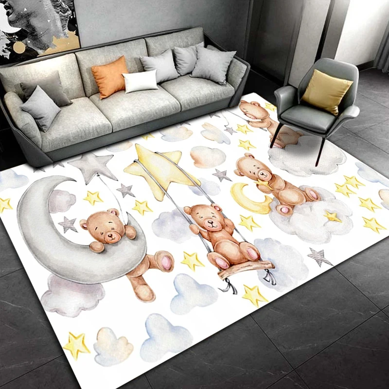 Baby Nursery Rug - Cartoon Bear Carpet for Living Room