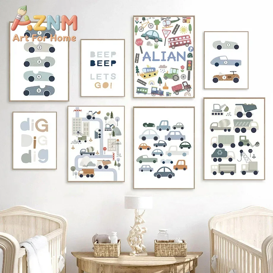 Baby Boy Nursery Quotes - Tractor Truck Excavator Bulldozer Car Bus