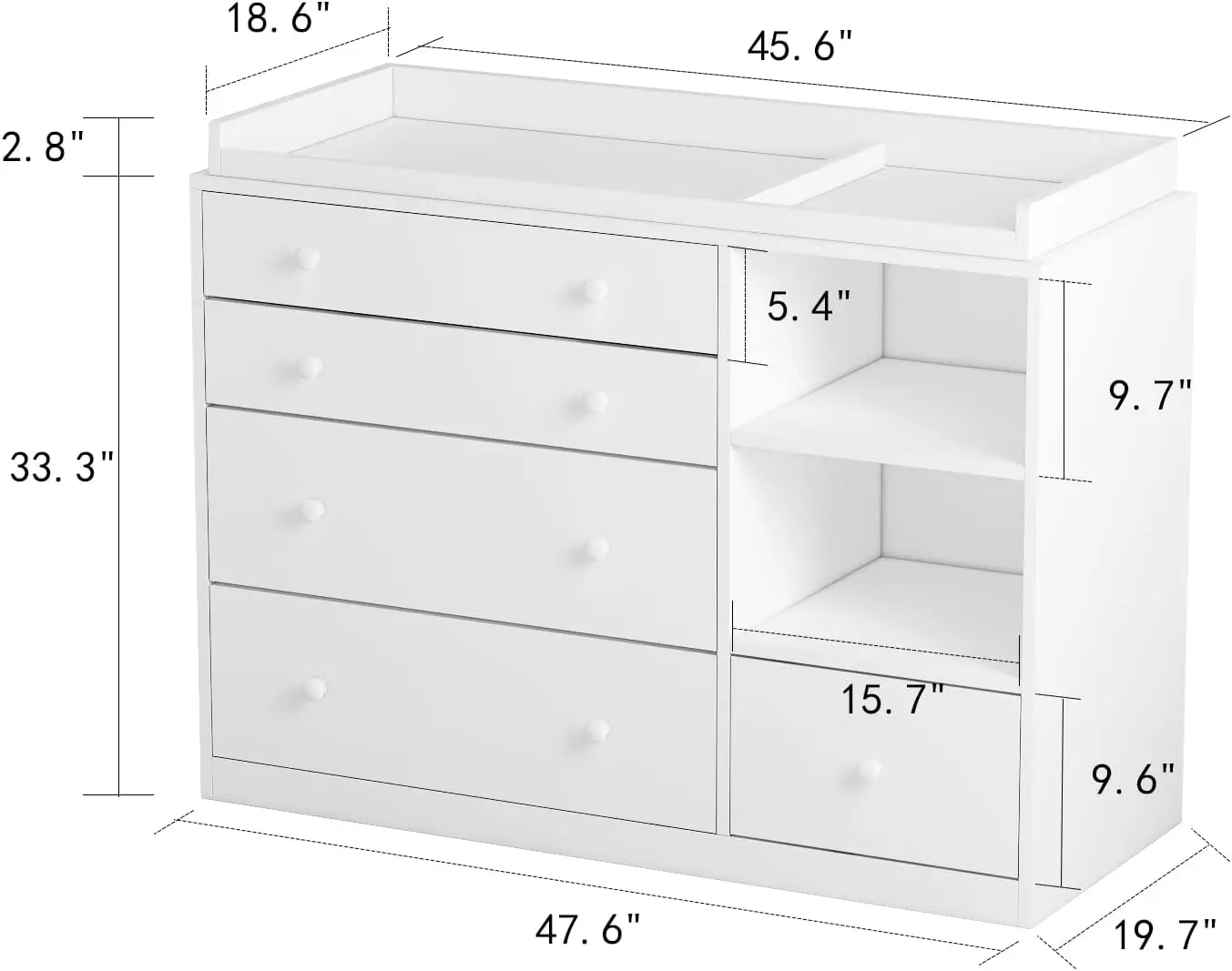 Nursery Baby Dresser, White Be - Baby Nursery Dresser 评论和价格
