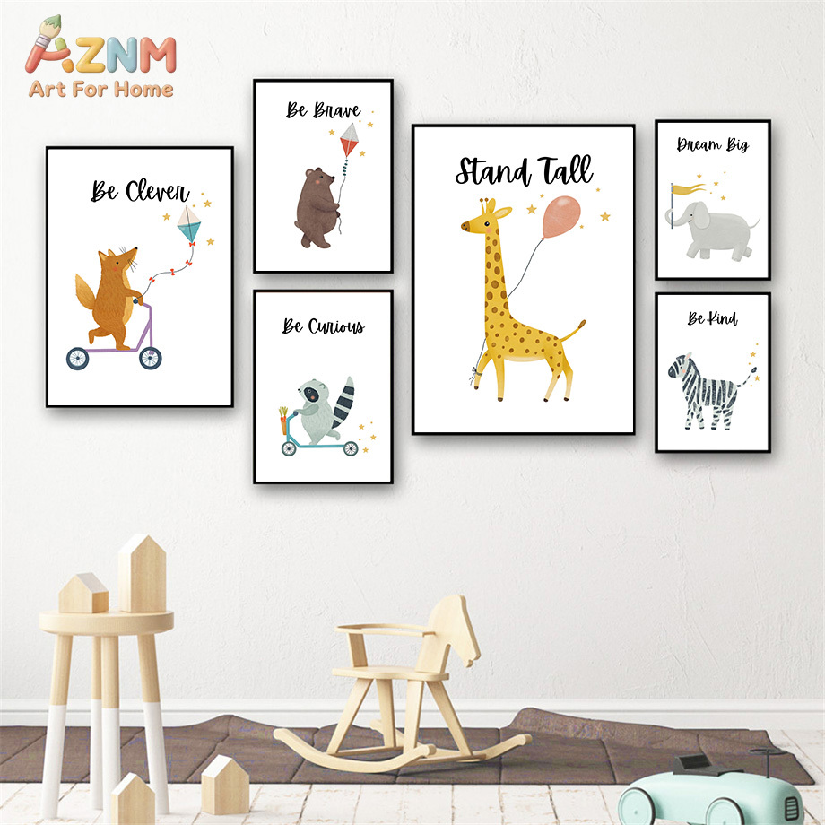 AZNM Cute Safari Animal Canvas - Baby Boy Nursery Quotes 评论和价格