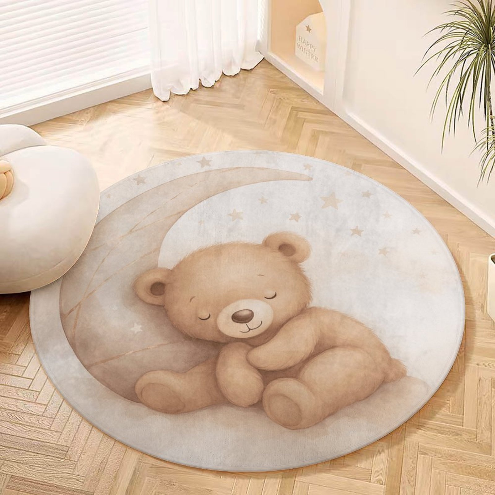 Adorable Teddy Bear Moon Plush - Baby Nursery Rug 评论和价格
