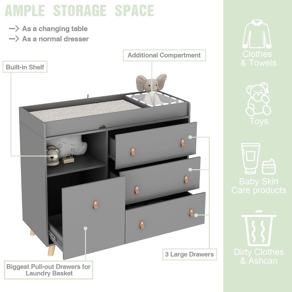 Baby Dresser Changing Table, T - Baby Nursery Dresser 评论和价格