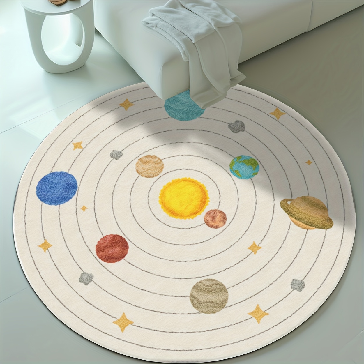Cute Round Solar System Planet - Baby Nursery Rug 评论和价格