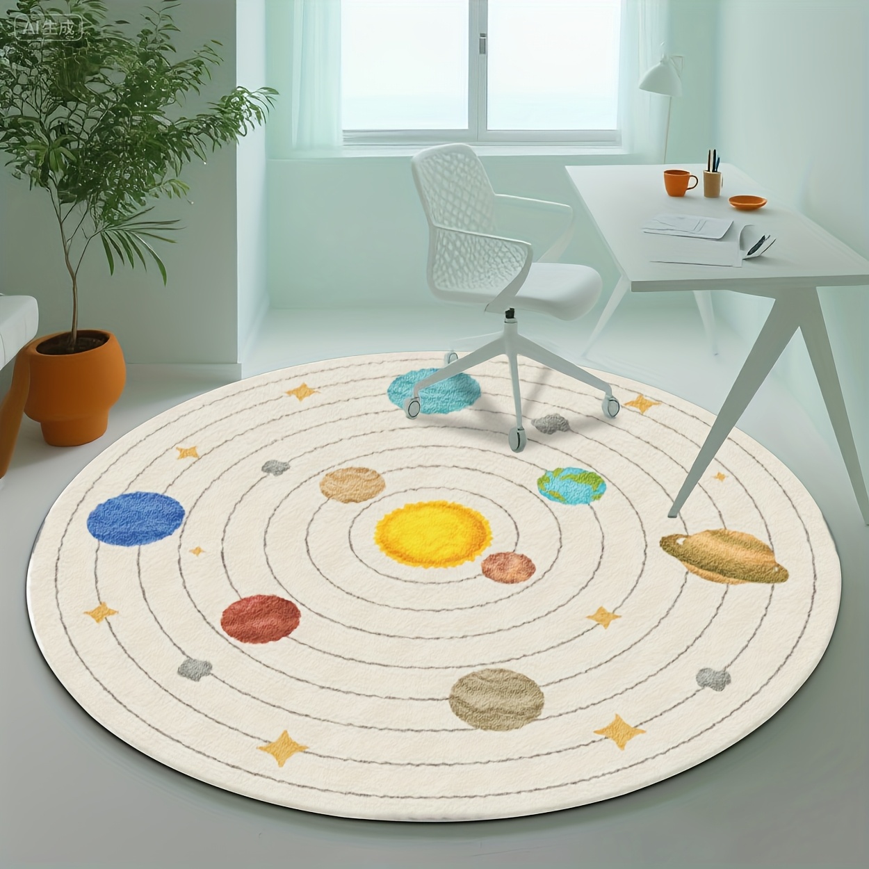 Cute Round Solar System Planet - Baby Nursery Rug 评论和价格