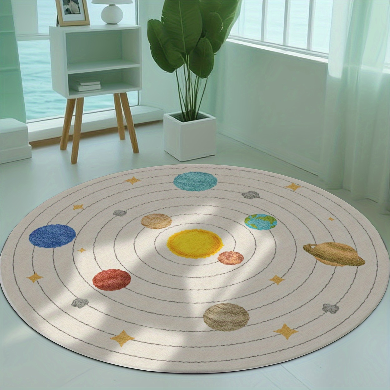 Cute Round Solar System Planet - Baby Nursery Rug 评论和价格