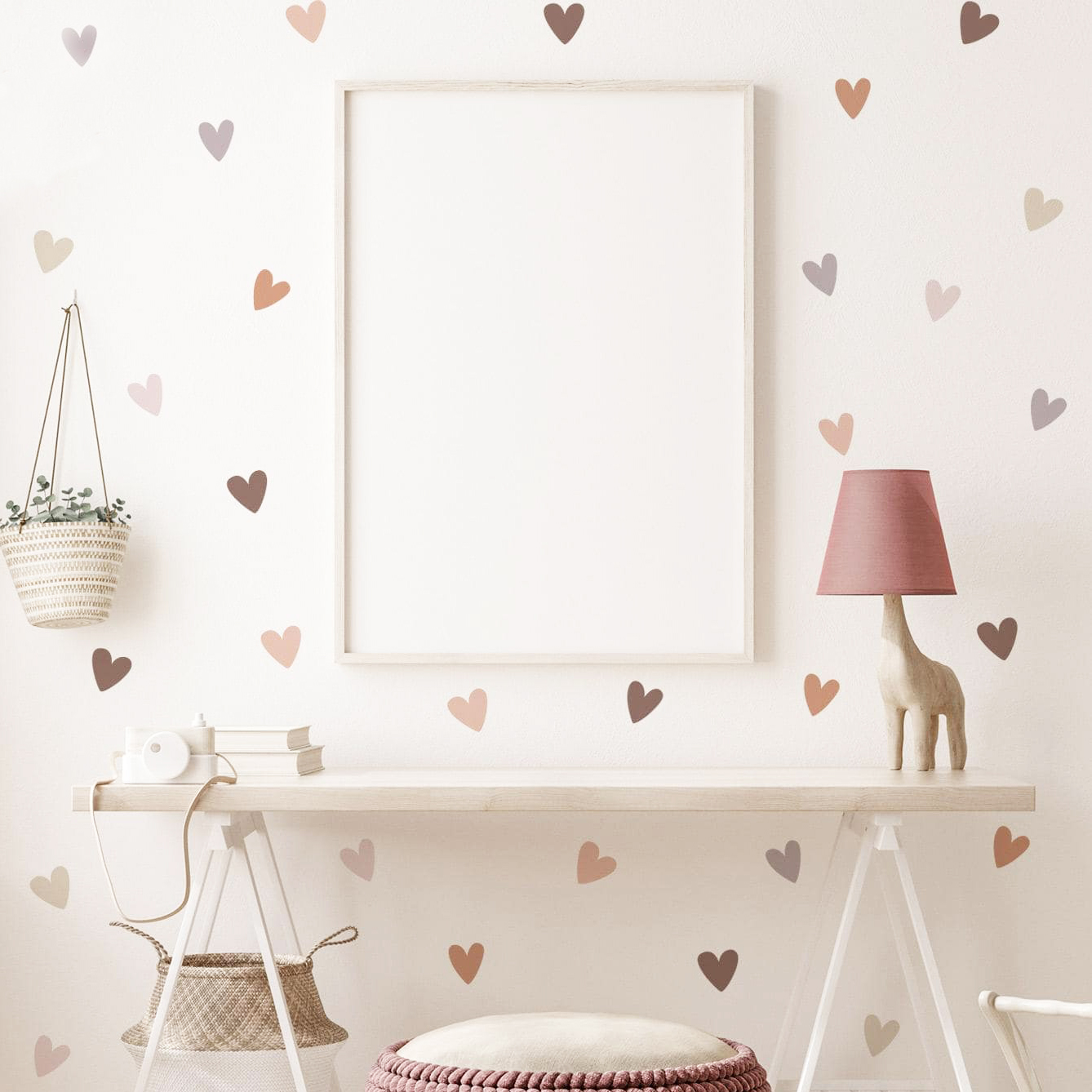 `Morandi Scattered Heart Wall  - Baby Nursery Vinyl Wall Stickers 评论和价格