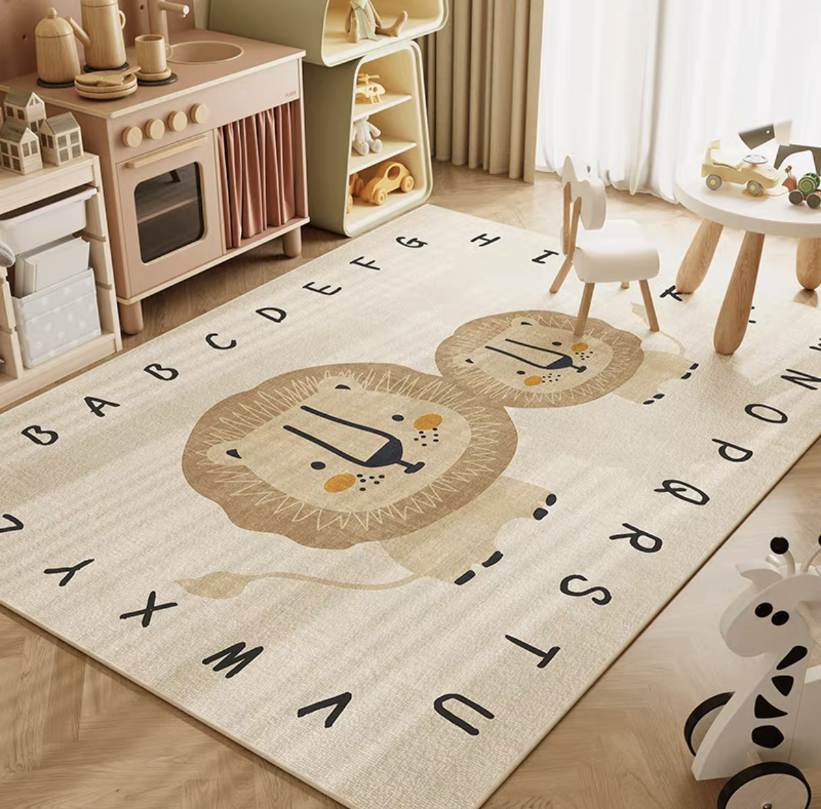 VIKAMA Neutral Cartoon Lion Ba - Baby Nursery Rug 评论和价格