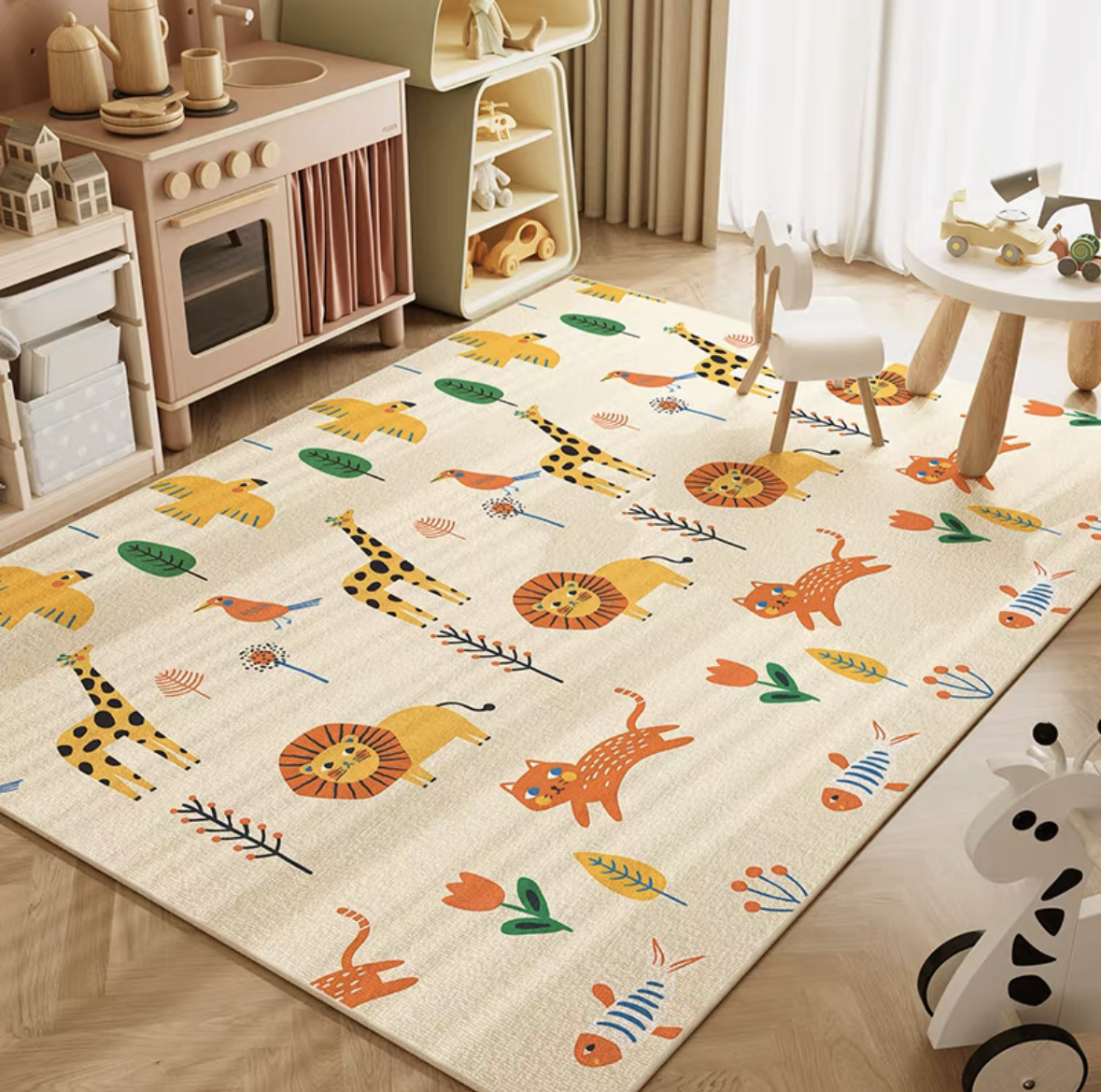 VIKAMA Neutral Cartoon Lion Ba - Baby Nursery Rug 评论和价格