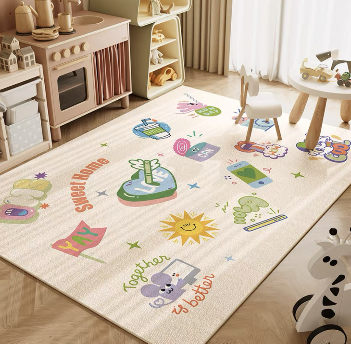 VIKAMA Neutral Cartoon Lion Ba - Baby Nursery Rug 评论和价格
