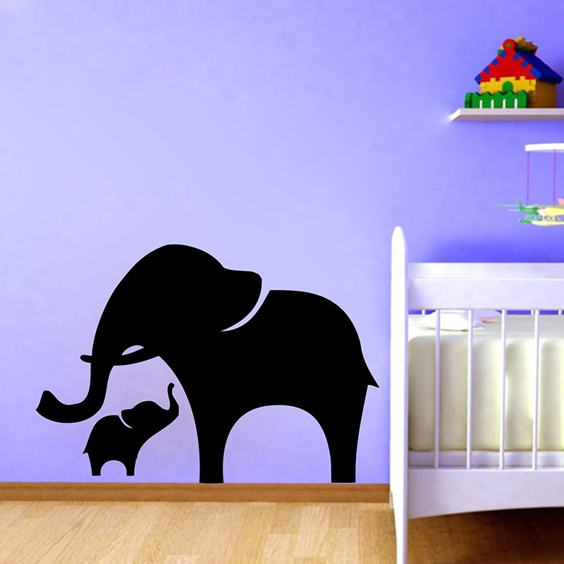 Mama and Baby Elephant Wall De - Baby Nursery Vinyl Wall Stickers 评论和价格