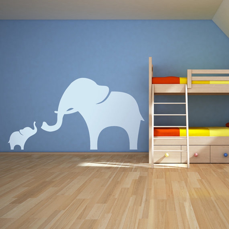Mama and Baby Elephant Wall De - Baby Nursery Vinyl Wall Stickers 评论和价格