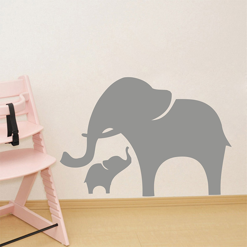 Mama and Baby Elephant Wall De - Baby Nursery Vinyl Wall Stickers 评论和价格