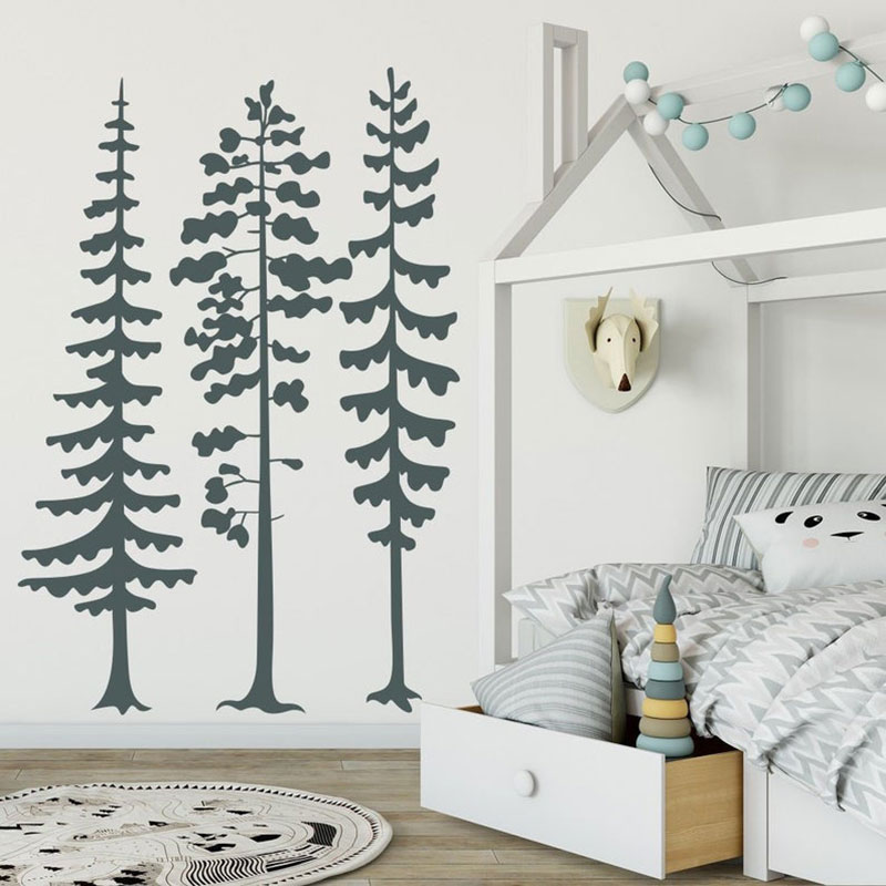 Minimalist Forest Pine Tree Wa - Baby Nursery Vinyl Wall Stickers 评论和价格
