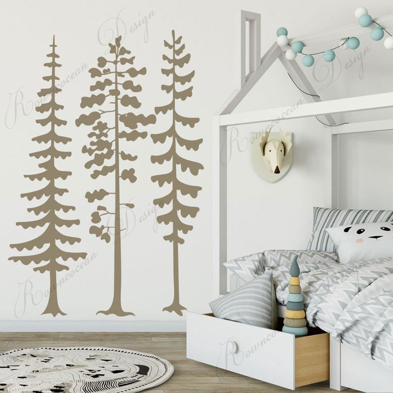 Minimalist Forest Pine Tree Wa - Baby Nursery Vinyl Wall Stickers 评论和价格