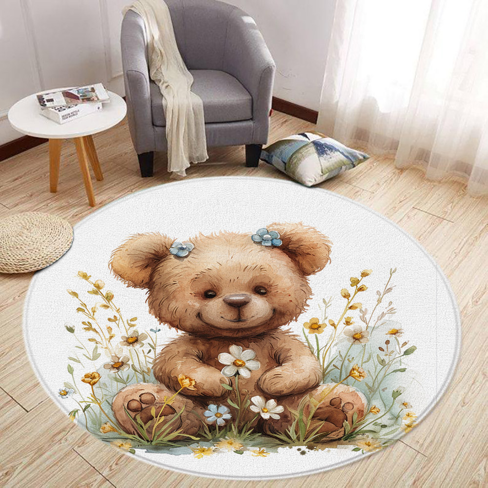 Cartoon Lion Love Bear Round R - Baby Nursery Rug 评论和价格