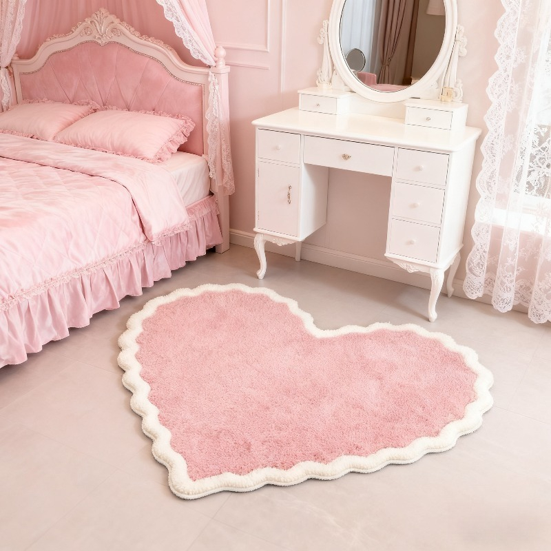 VIKAMA Pink Heart Plush Carpet - Baby Nursery Rug 评论和价格