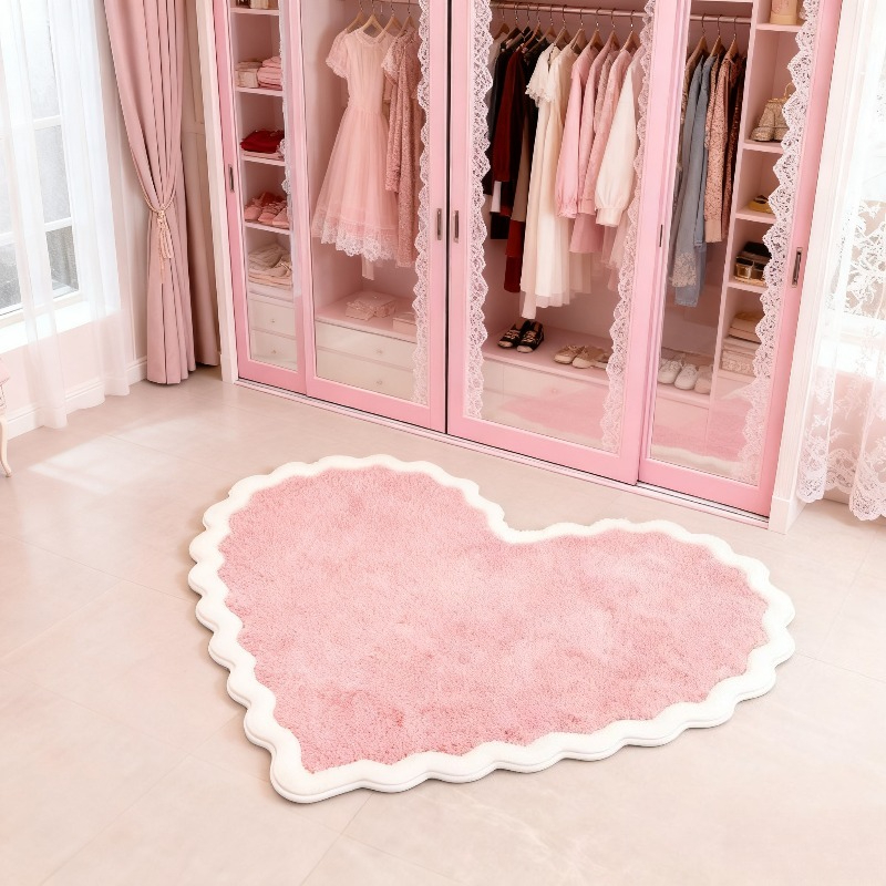 VIKAMA Pink Heart Plush Carpet - Baby Nursery Rug 评论和价格