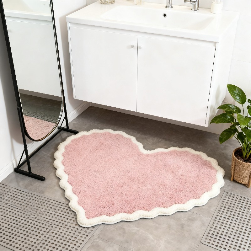 VIKAMA Pink Heart Plush Carpet - Baby Nursery Rug 评论和价格