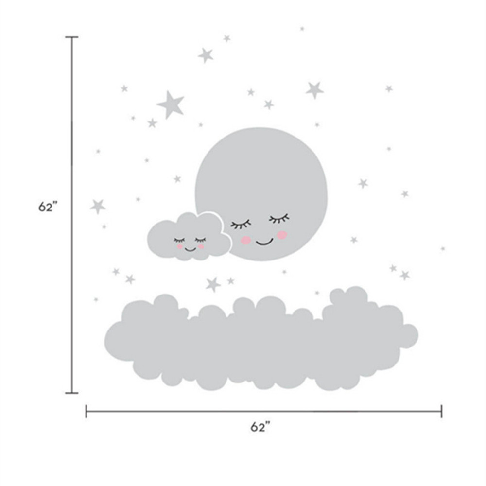 Beautiful Moon stars Wall Deca - Baby Nursery Vinyl Wall Stickers 评论和价格